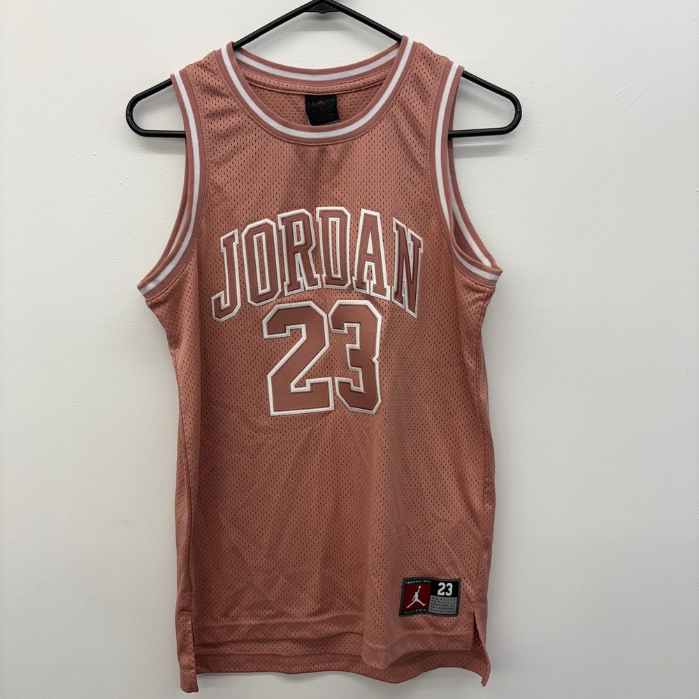 Jordan Tank Top Jersey Kid's Size Large Jordan 23 Stitched Mesh Red Stardust NWT